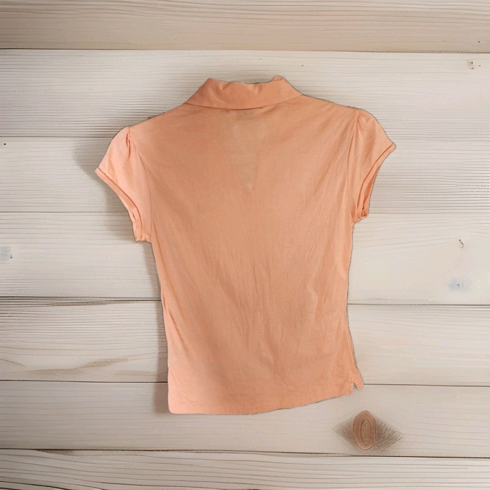Ralph Lauren Women's Slim Fit Y2K Polo Shirt Peach Logo Preppy - Picture 4 of 7